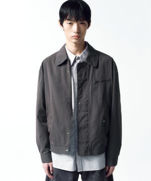 워시드 코튼 스터드 점퍼 CHARCOAL