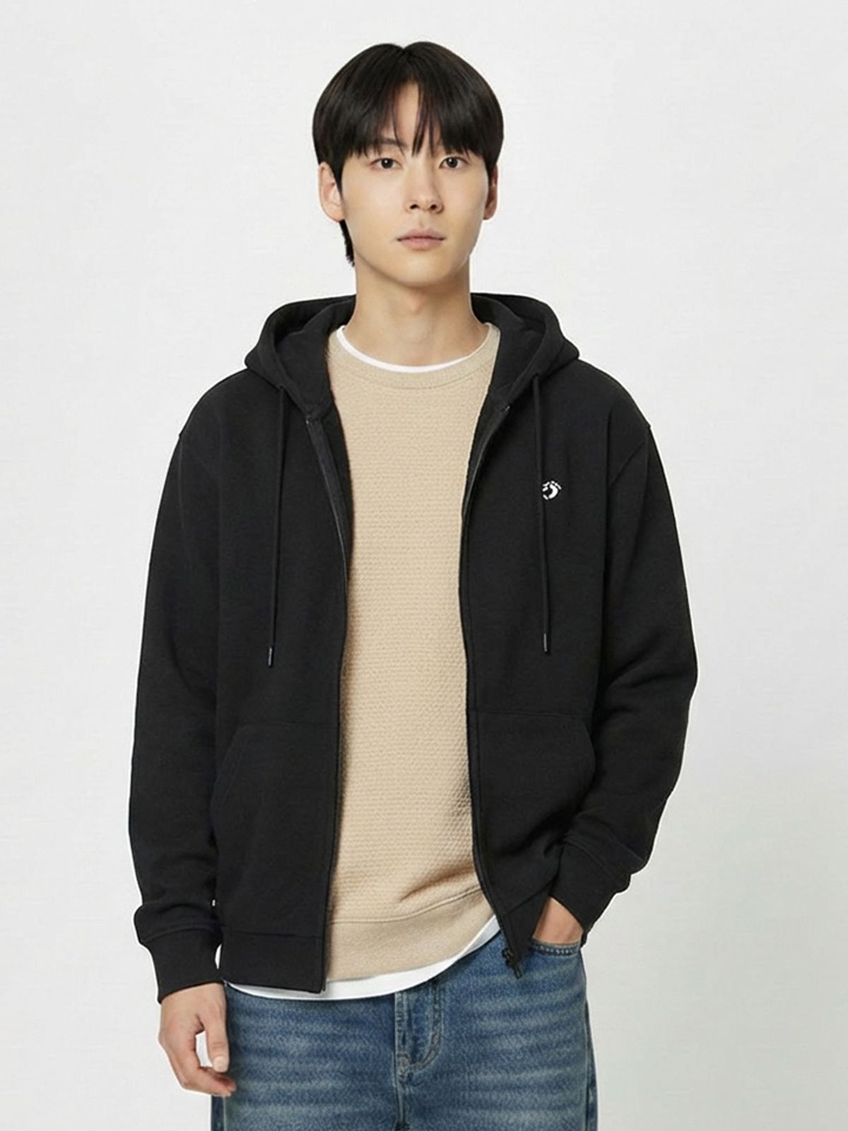 행텐(HANGTEN) 공용 로고 본딩 후드집업_100(10560-034-252-69)