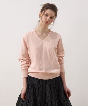[26SS Ver.] 솔리드 코어 V넥 니트_Pastel Pink