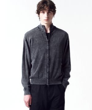 스톤 워시드 니트 집업 WASHED GREY
