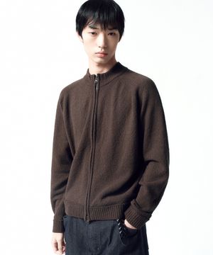 텍스처드 니트 집업 BROWN