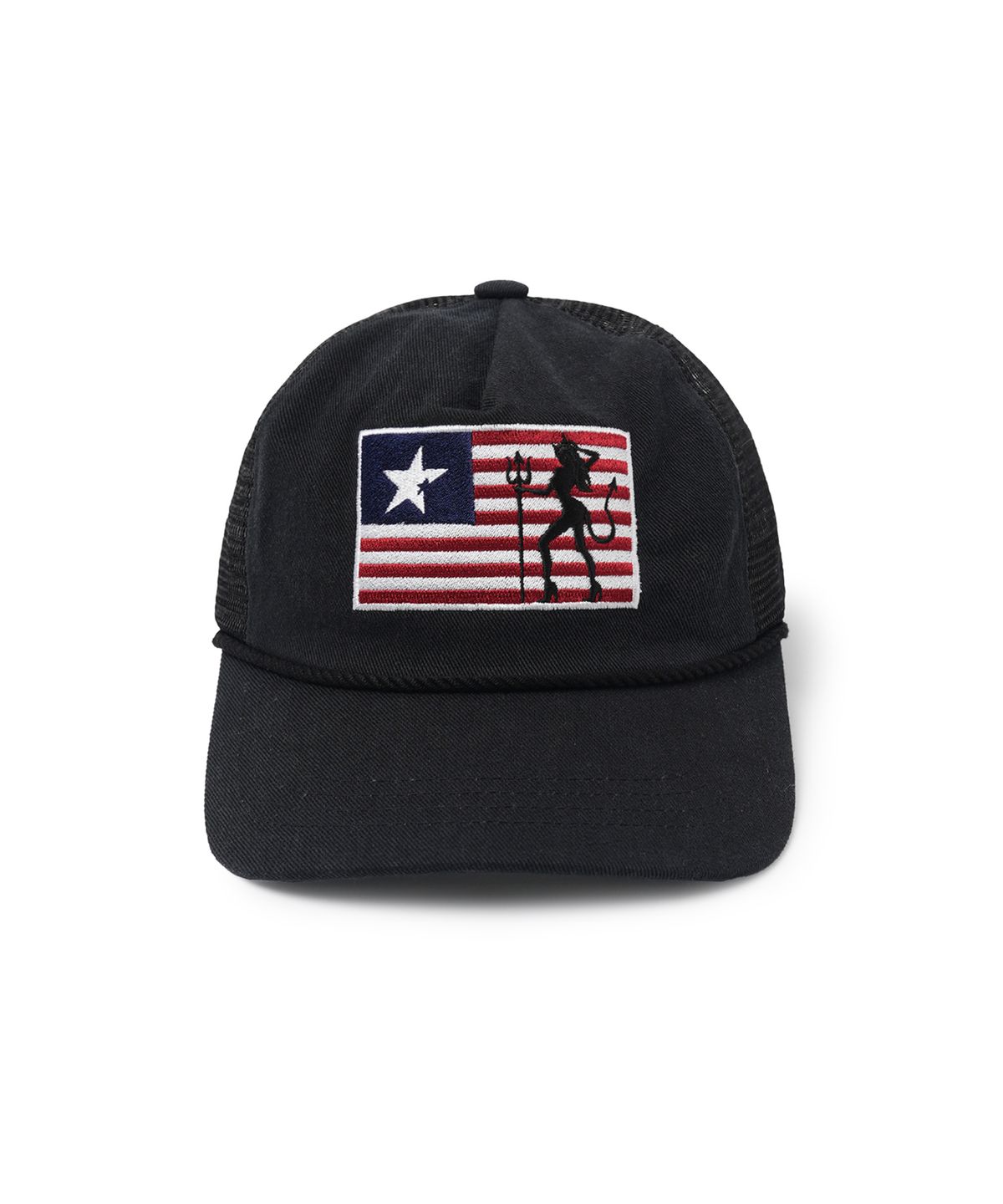오픈야드(오와이)(OPENYARD(OY)) BADLANDS FLAG TRUCKER CAP - BLACK