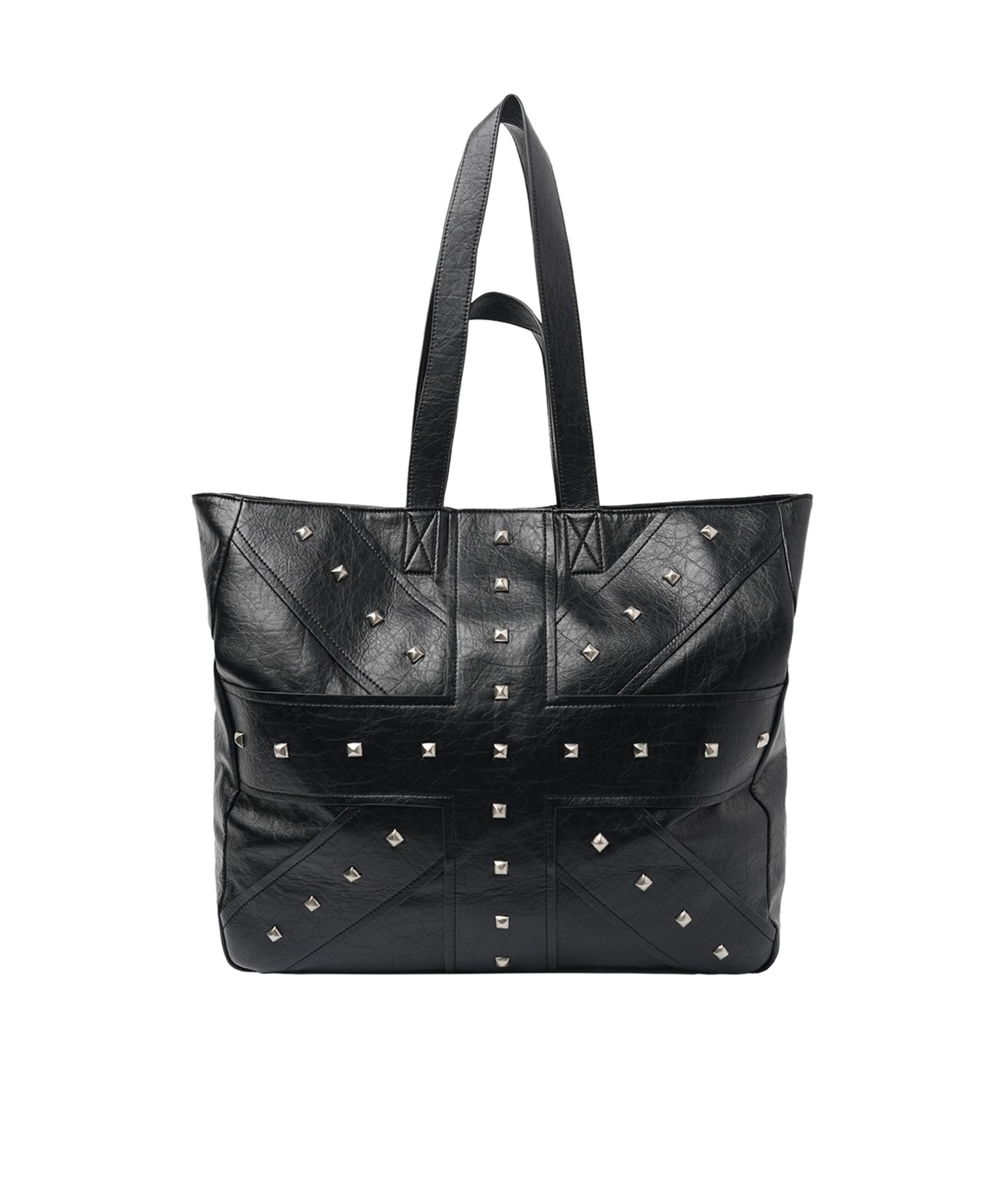 MUSINSA | OY CROSSLINE STUD TOTE BAG - BLACK