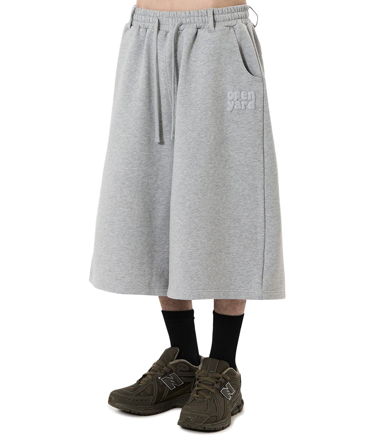 오픈야드(오와이)(OPENYARD(OY)) PUFF LOGO SWEAT SHORTS - MELANGE
