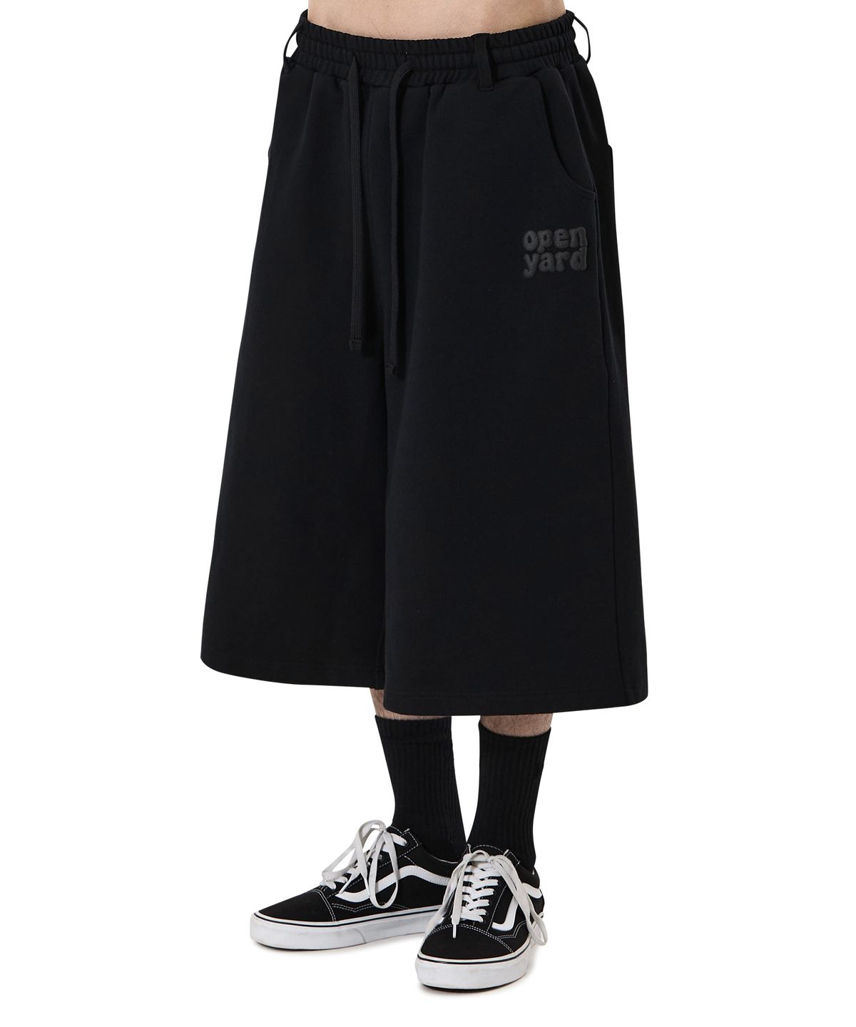 오픈야드(오와이)(OPENYARD(OY)) PUFF LOGO SWEAT SHORTS - BLACK