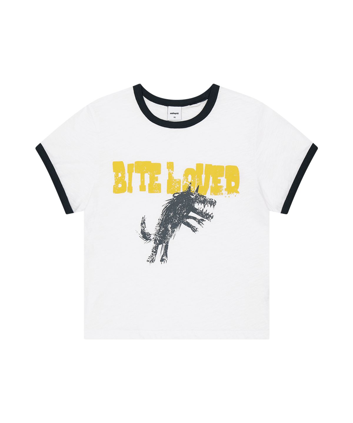 마하그리드(MAHAGRID) BITE LOVER CROP RINGER TEE WHITE(MG2GMFT516A)