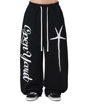 SCRIPT POPPERS SWEAT PANTS - BLACK