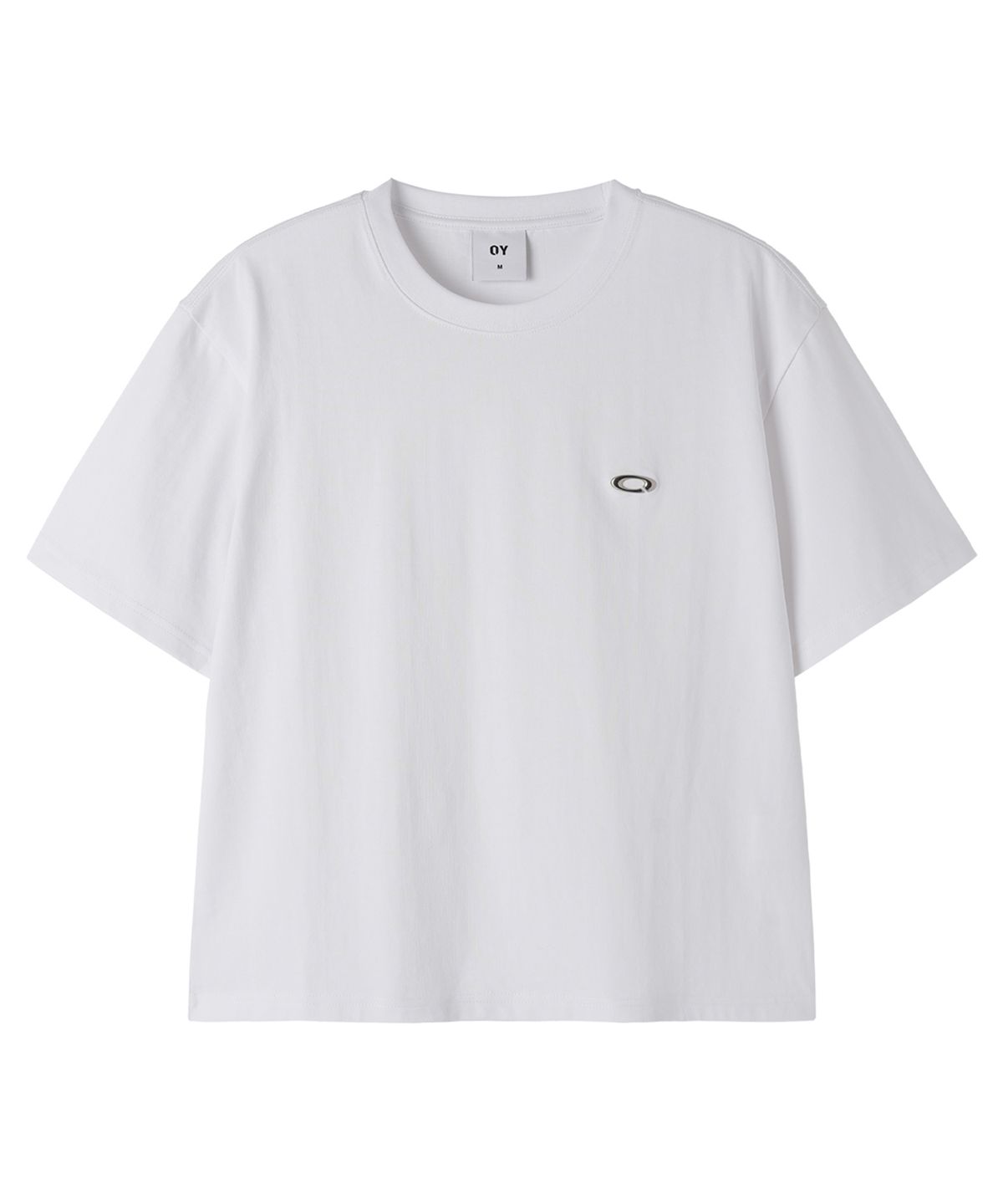 오픈야드(오와이)(OPENYARD(OY)) METAL LOGO CROP TEE - WHITE