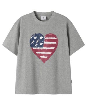 AMERICAN HEART PRINT TEE - MELANGE