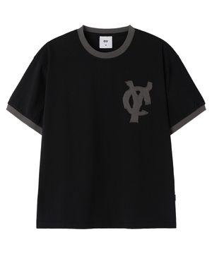 LOGO PATCH RINGER TEE - BLACK
