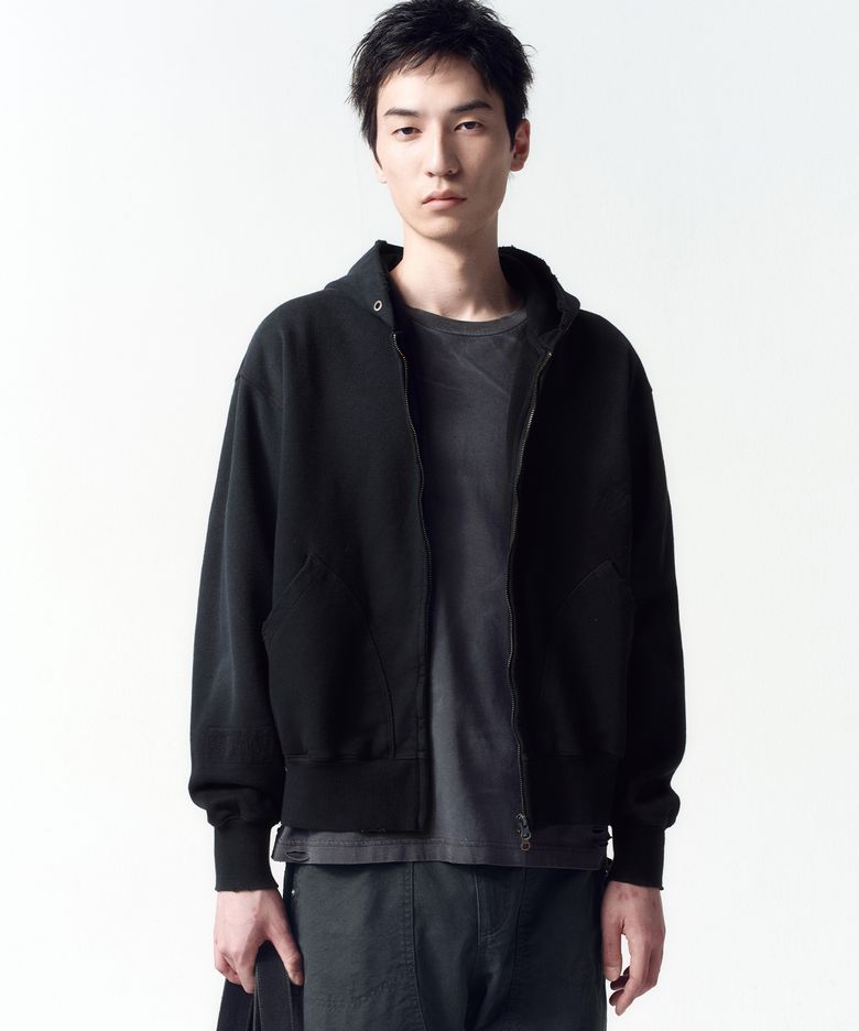 디스트레스드 빈티지 집업 후디 WASHED BLACK