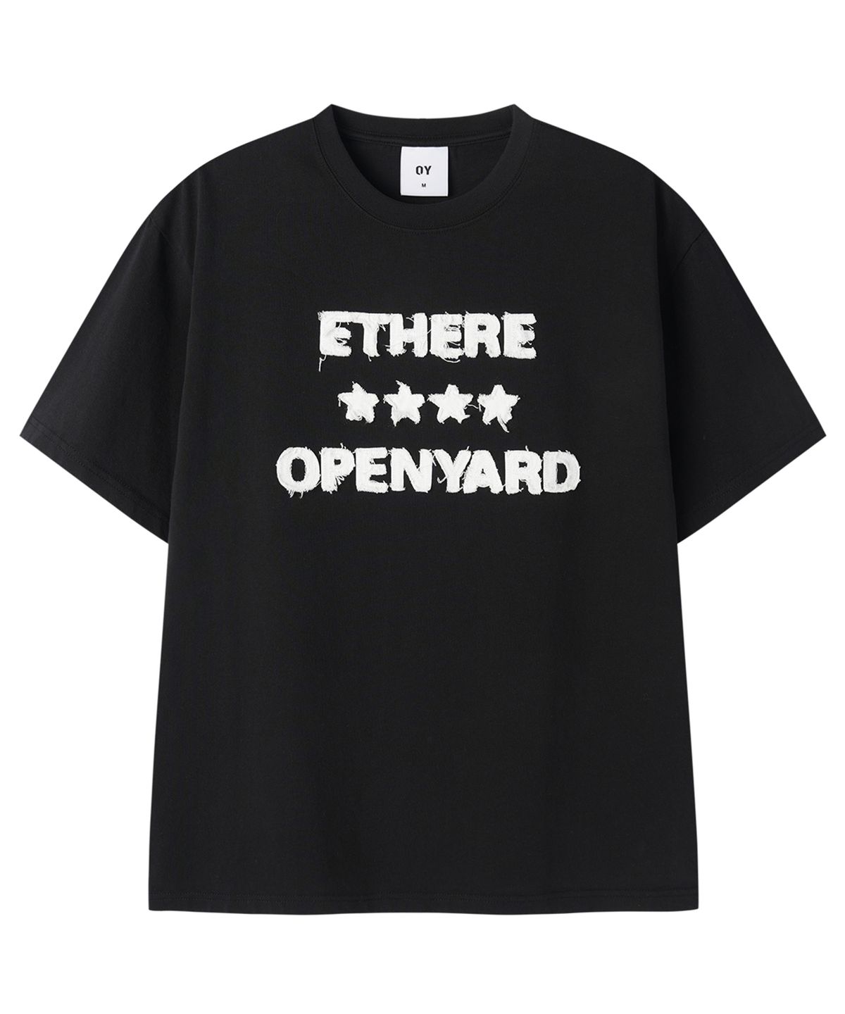 오픈야드(오와이)(OPENYARD(OY)) FRAYED EDGE TEE - BLACK