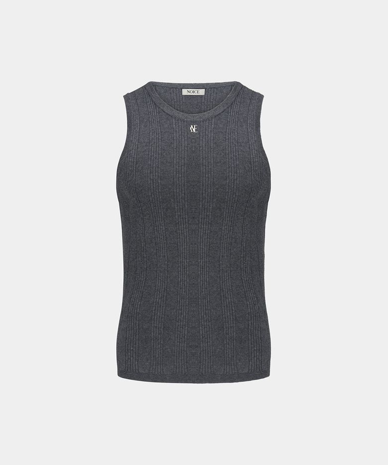 M RIBBED KNIT SLEEVELESS - CHARCOAL