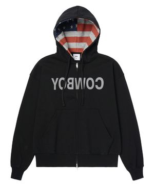 REVERSE COWBOY HOODIE ZIP UP - BLACK