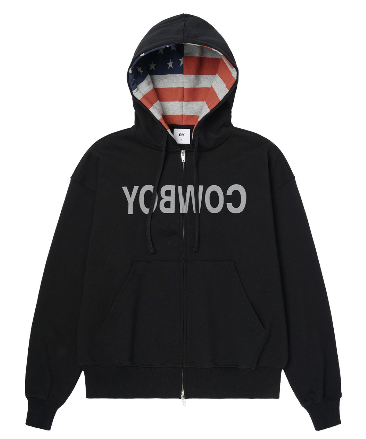 오픈야드(오와이)(OPENYARD(OY)) REVERSE COWBOY HOODIE ZIP UP - BLACK