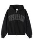 SATIN PATCH HOODIE ZIP UP - BLACK