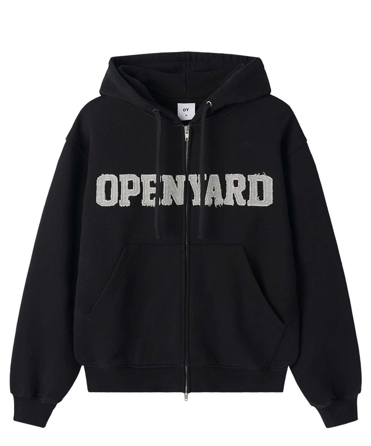 오픈야드(오와이)(OPENYARD(OY)) RAW PATCH HOODIE ZIP UP - BLACK