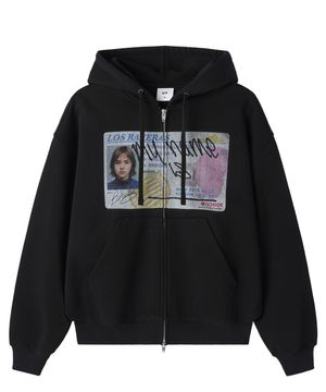 FAKE LICENSE HOODIE ZIP UP - BLACK