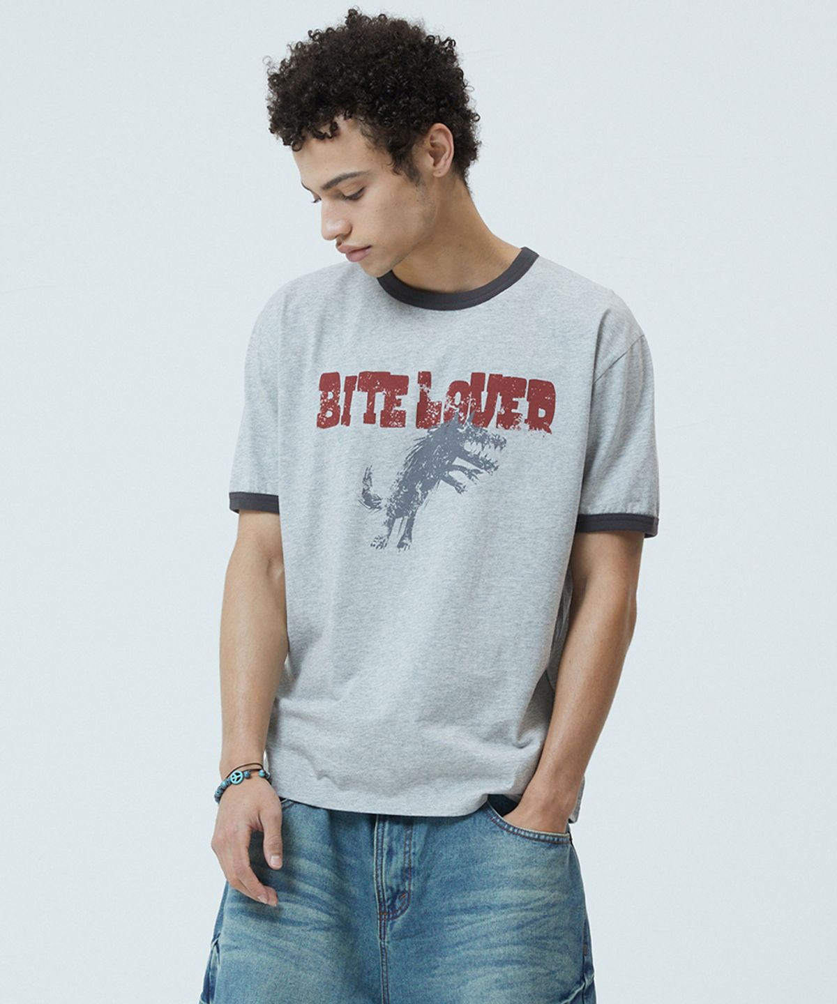 마하그리드(MAHAGRID) BITE LOVER RINGER TEE GREY(MG2GMMT517A)