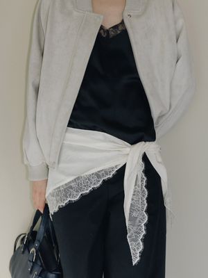 Lace-Trimmed Satin Triangle Scarf SX6XF016_2color