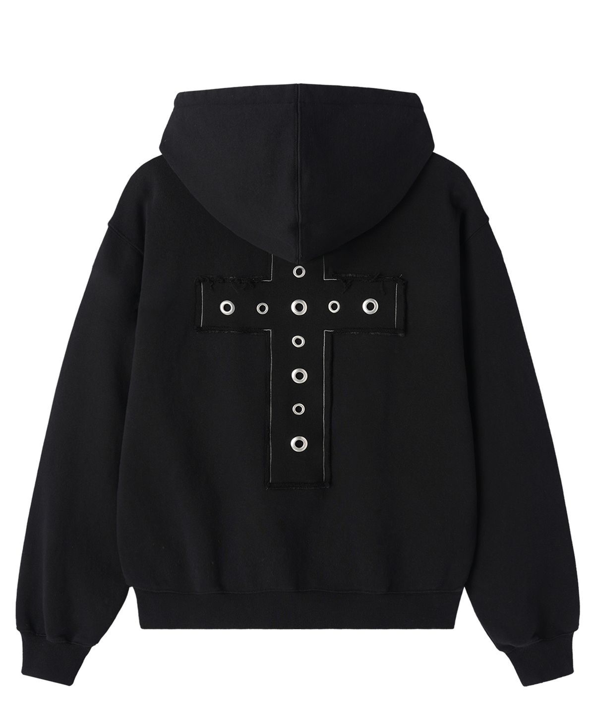 오픈야드(오와이)(OPENYARD(OY)) DIVINE STUDDED HOODIE ZIP UP - BLACK