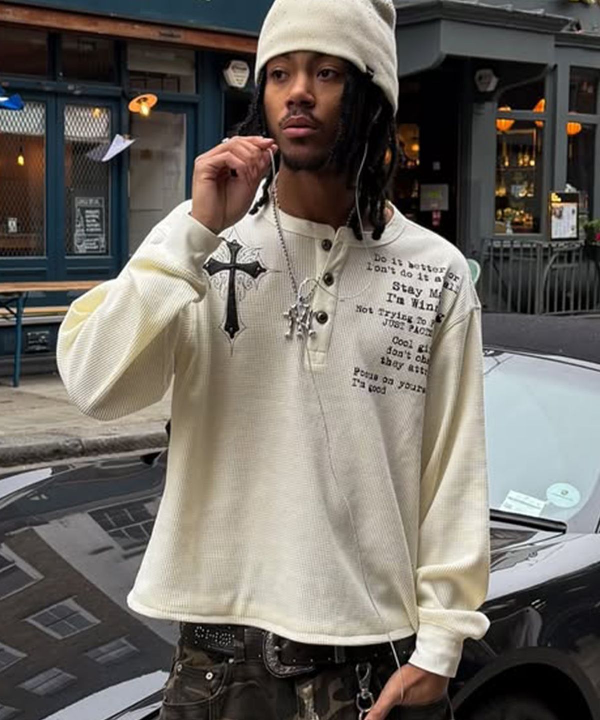 오픈야드(오와이)(OPENYARD(OY)) BLESSED HENLEY L/S TOP - CREAM