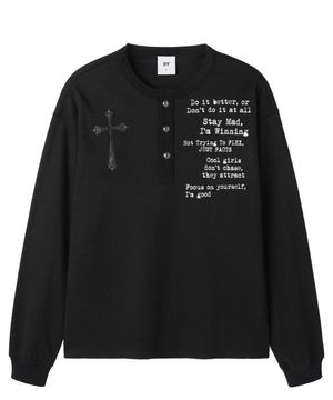 BLESSED HENLEY L/S TOP - BLACK