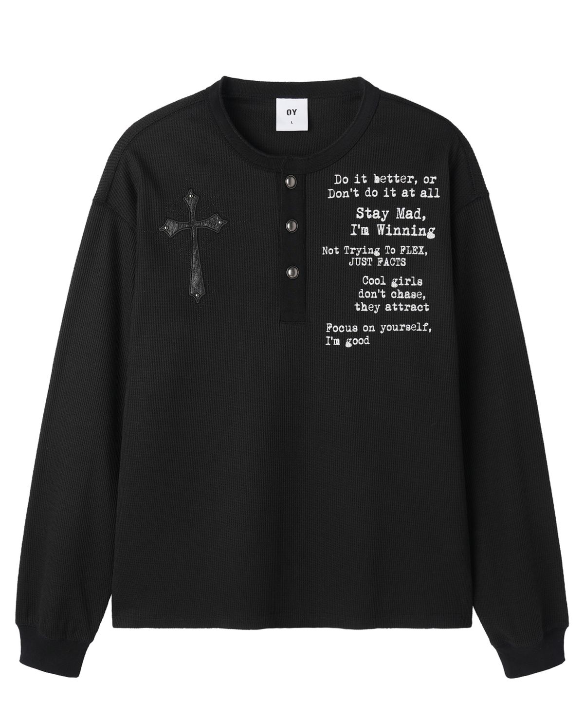오픈야드(오와이)(OPENYARD(OY)) BLESSED HENLEY L/S TOP - BLACK