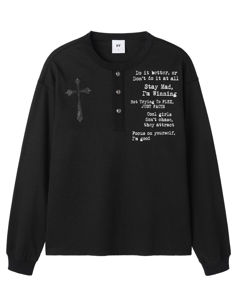BLESSED HENLEY L/S TOP - BLACK