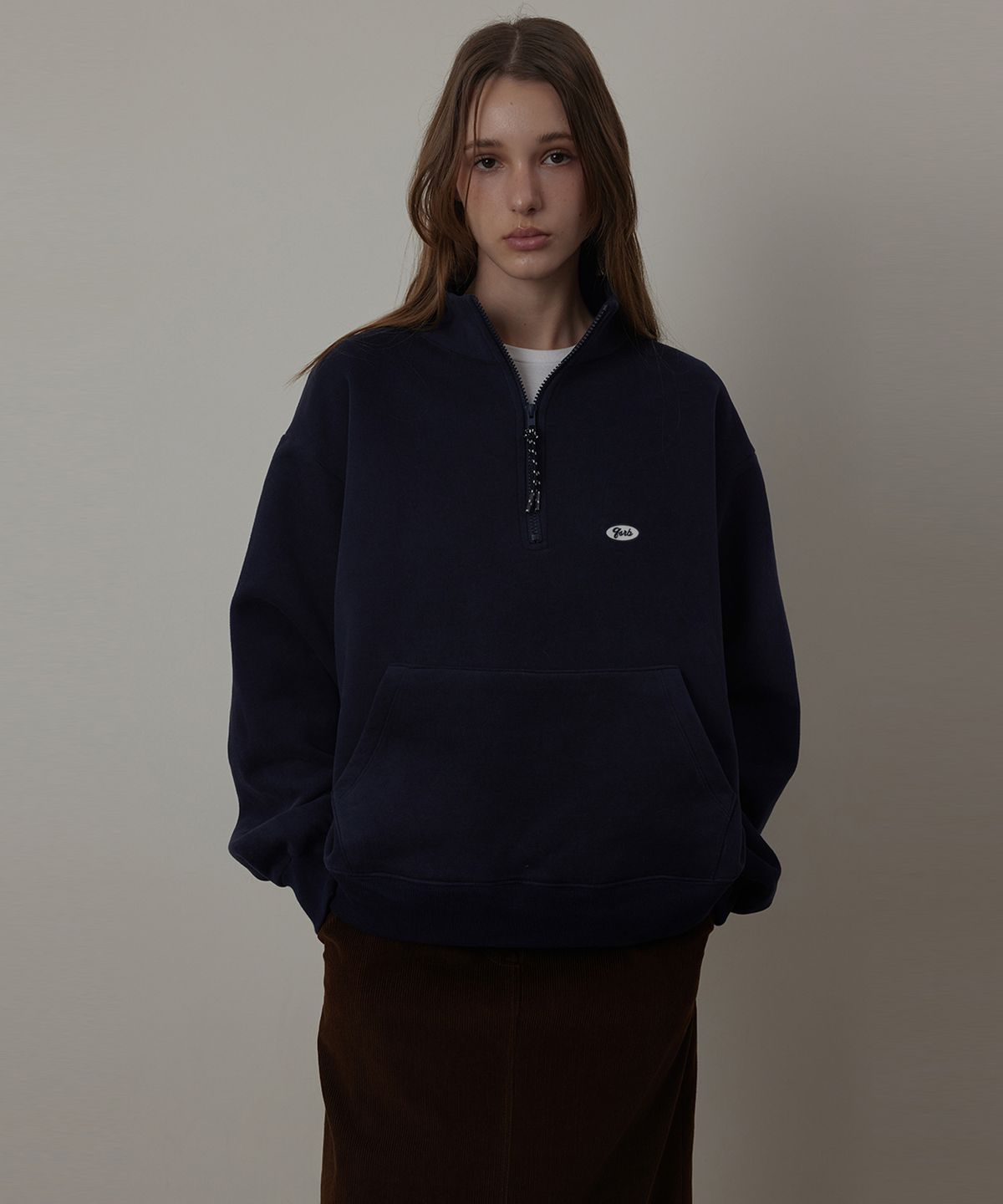 퀸스래빗(Q'SRB) QSRB Wappen Warm Touch Half Zip-up Sweatshirt_MTM