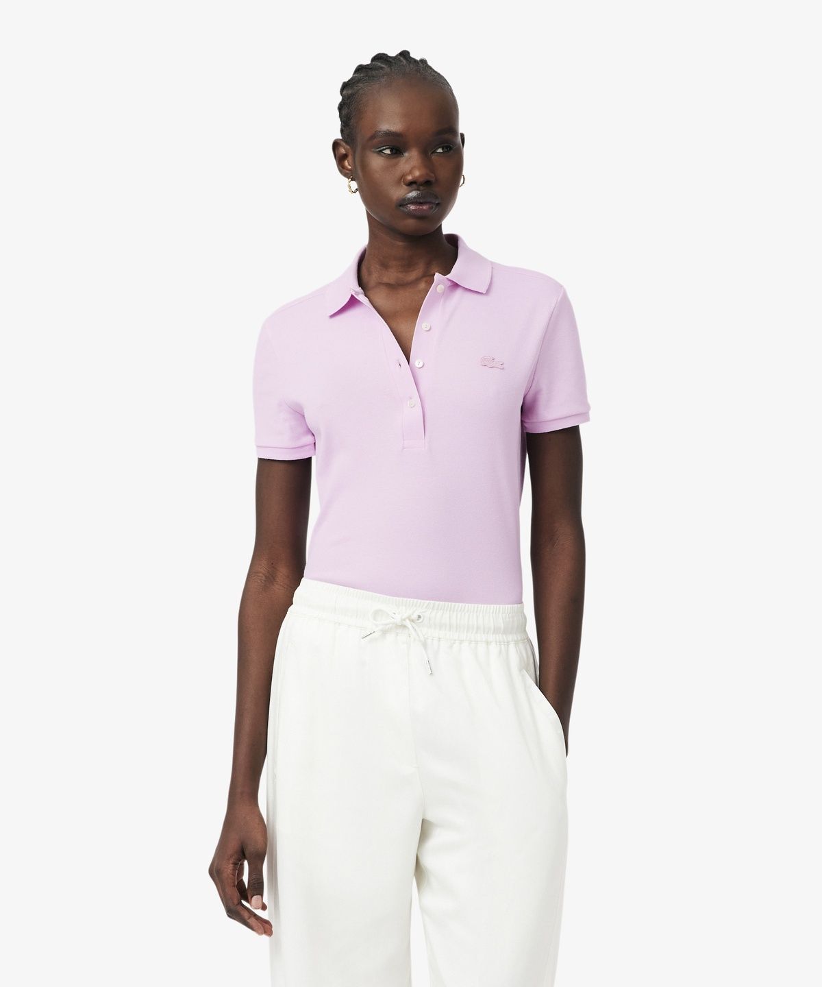 라코스테(LACOSTE) 여성 슬림핏 미니피케 폴로 셔츠 PF5462-56G Z4H