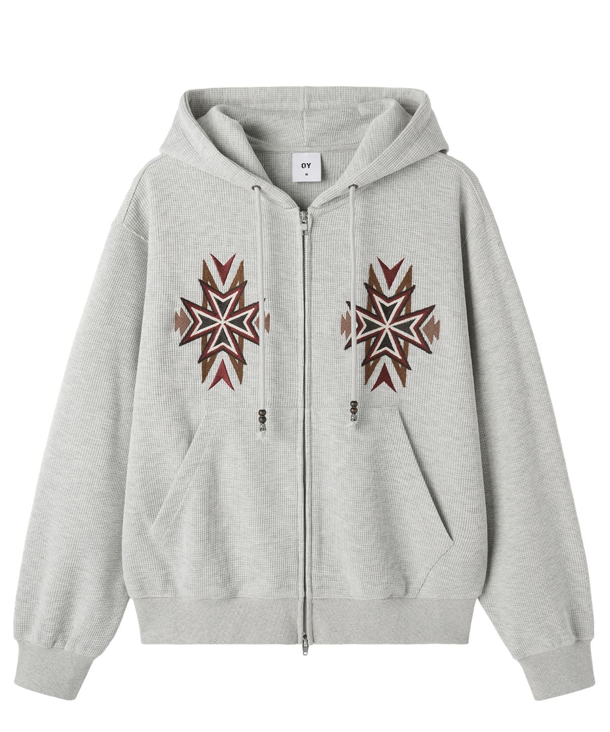 오픈야드(오와이)(OPENYARD(OY)) CROSS WAFFLE HOODIE ZIP UP - MELANGE