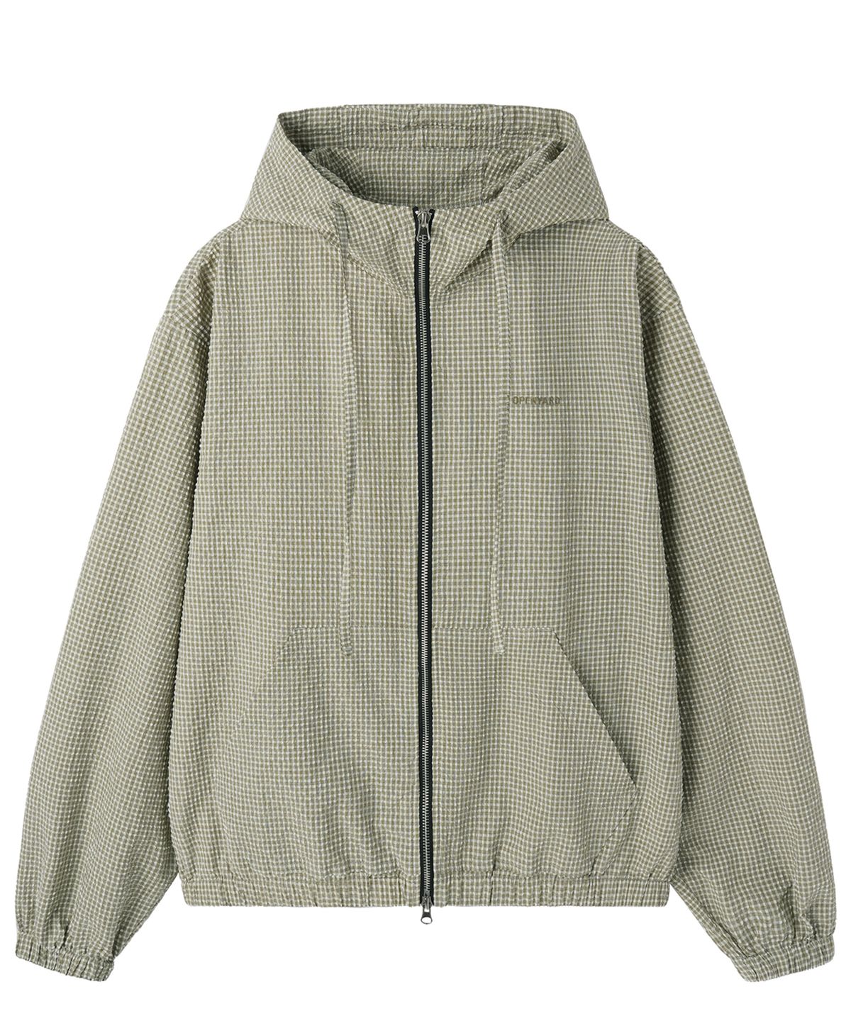 오픈야드(오와이)(OPENYARD(OY)) CRINKLE CHECK PATCH JACKET - OLIVE