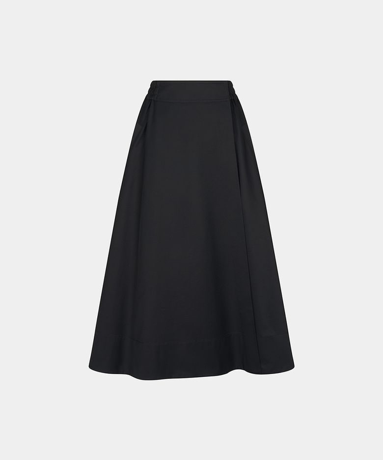 W FULL FLARED MIDI SKIRT - BLACK