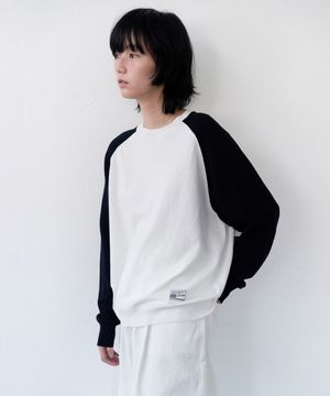 All-Day Cotton Raglan Knit - White/Black