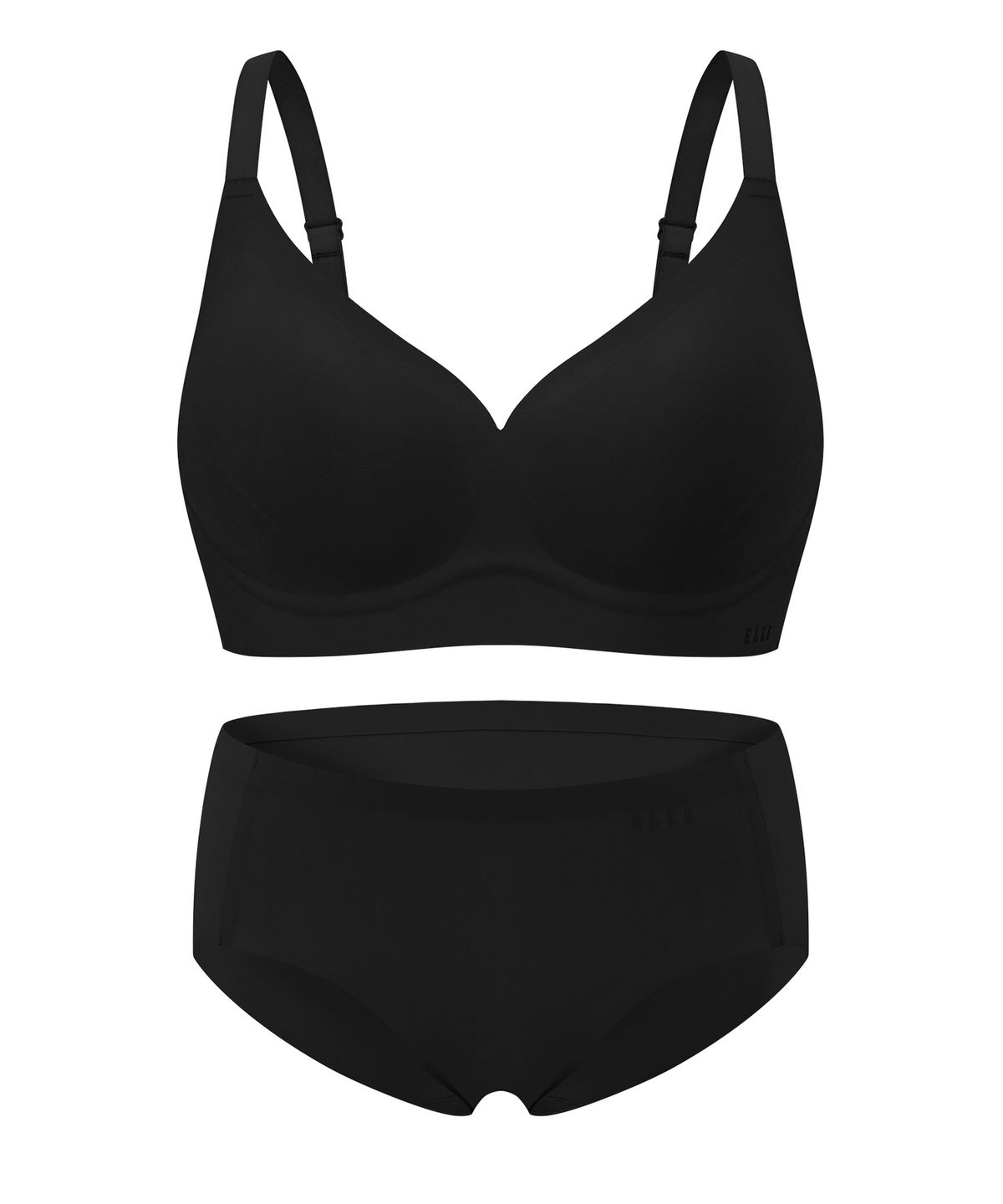 엘르이너웨어(ELLE INNERWEAR) [볼륨핏] 쉐딩 브라 팬티 세트 커버업 - 블랙