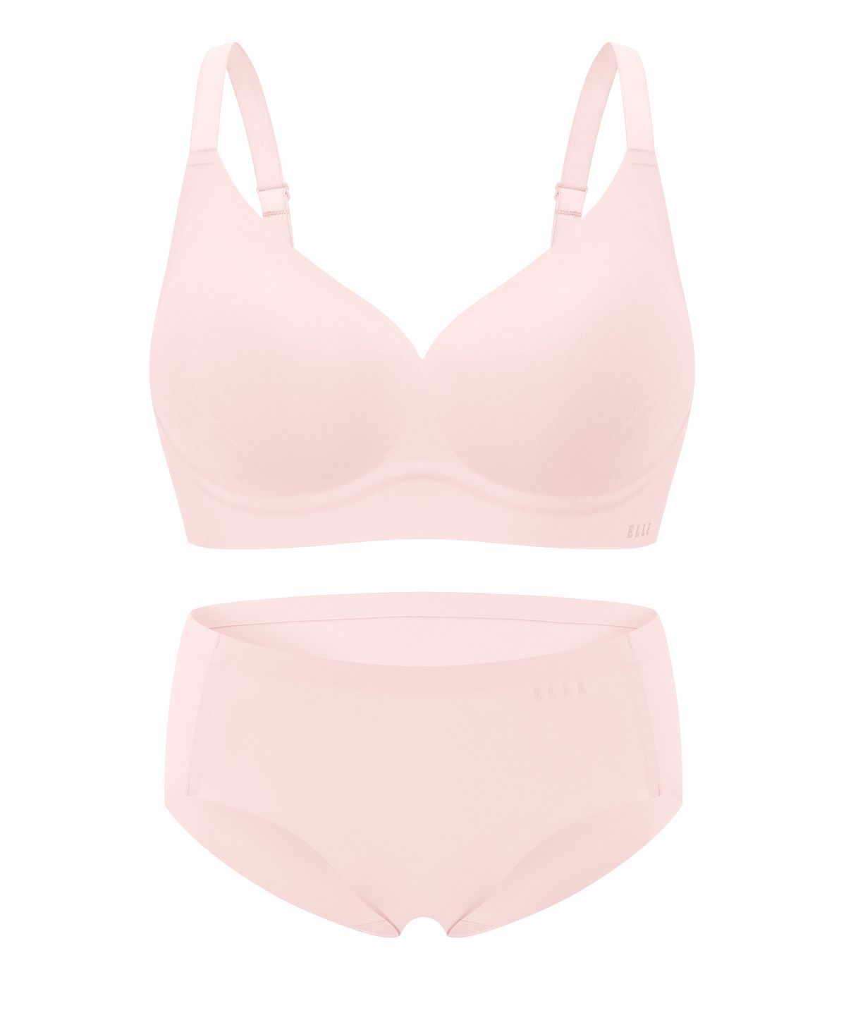 엘르이너웨어(ELLE INNERWEAR) [볼륨핏] 쉐딩 브라 팬티 세트 커버업 - 소프트핑크