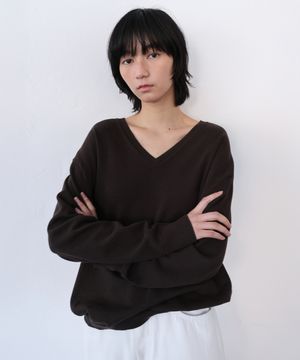 [여울 PICK] All-Day Cotton V-neck Knit - Espresso Brown