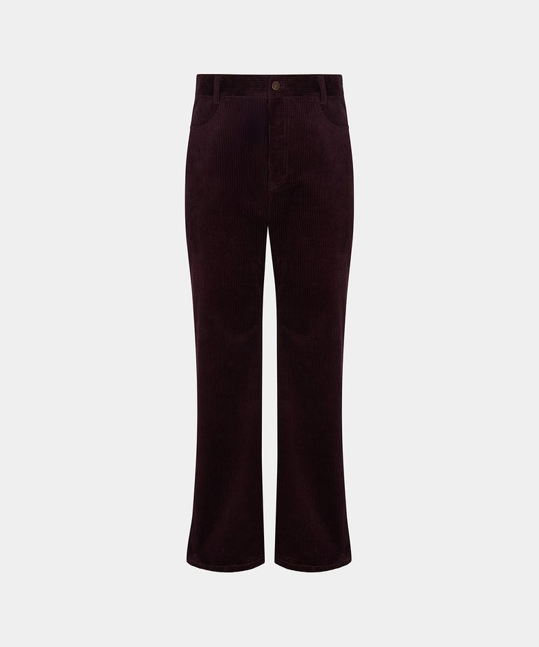 W CORDUROY FLARED PANTS - WINE