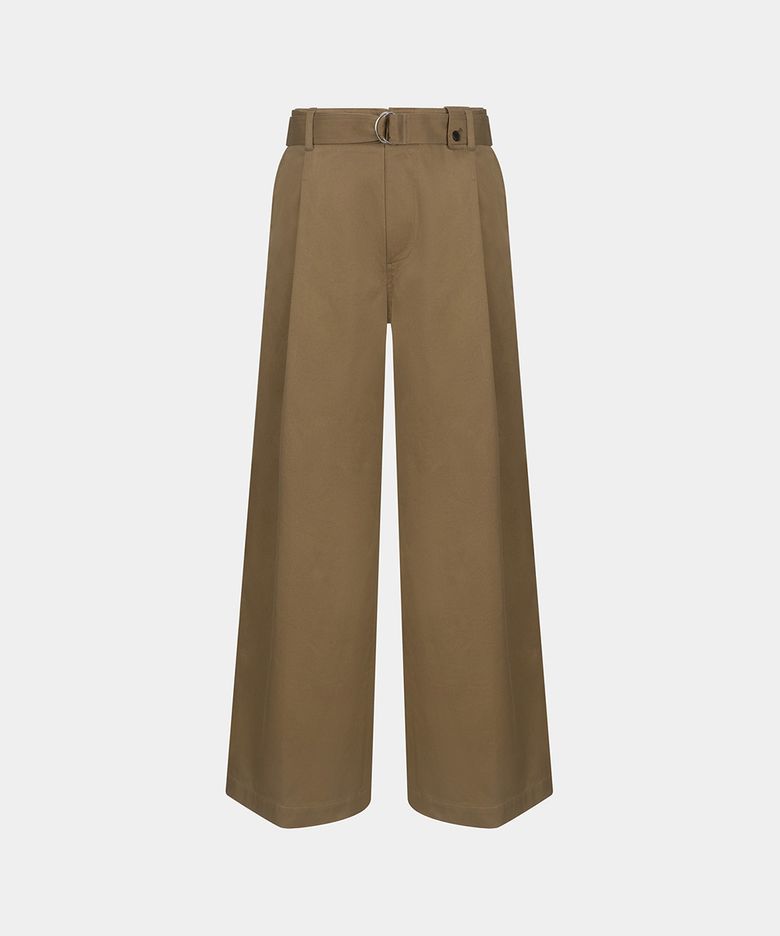 W COTTON BELTED WIDE PANTS - BEIGE