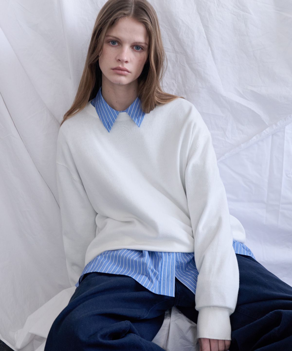 르바(LEVAR) All-day Cotton Round Knit - Off White - 사이즈 & 후기 | 무신사