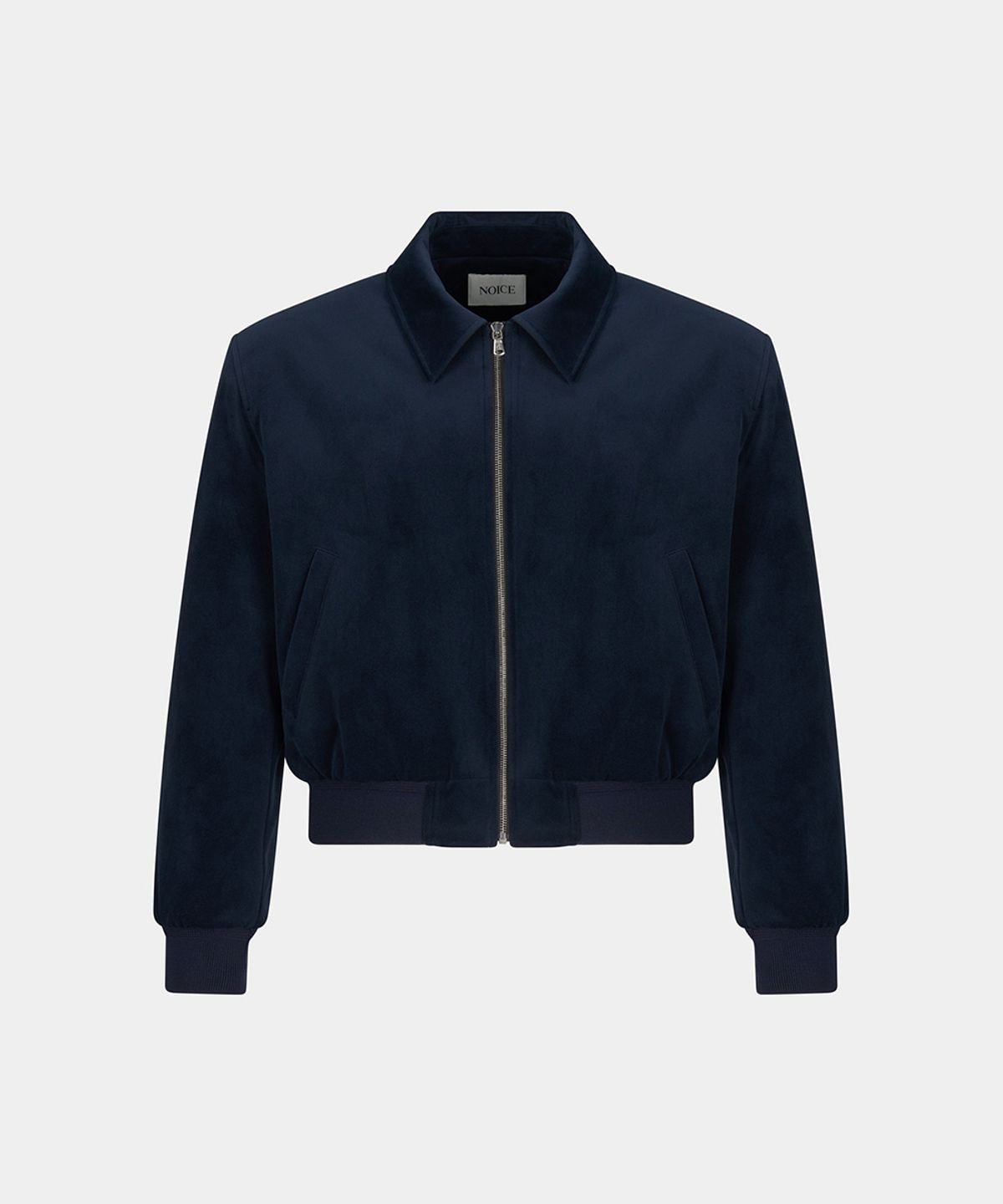 노이스(NOICE) M COLLARED VELVET BOMBER - DARK NAVY