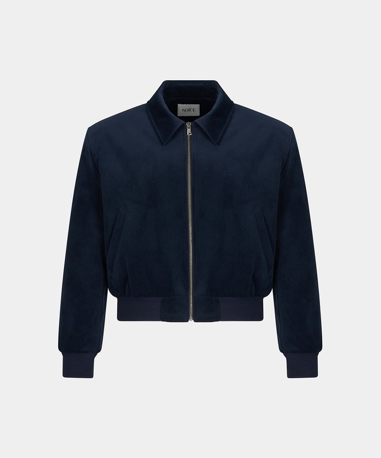 M COLLARED VELVET BOMBER - DARK NAVY