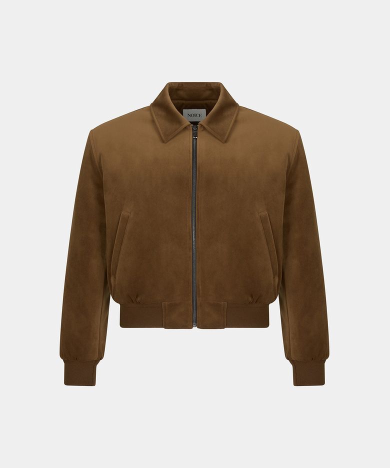 M COLLARED VELVET BOMBER - CAMEL