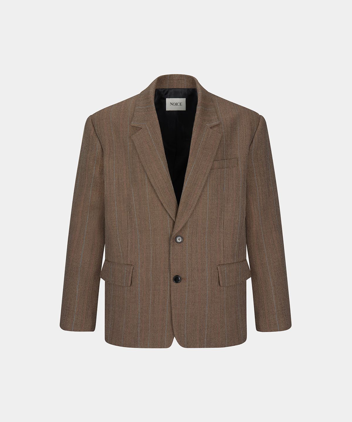 노이스(NOICE) STRIPED WOOL SINGLE-BREASTED JACKET - BROWN