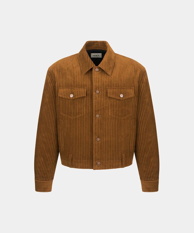 DISTORTED CORDUROY TRUCKER JACKET - BROWN