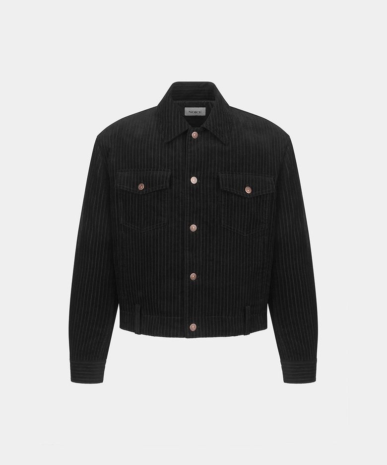 DISTORTED CORDUROY TRUCKER JACKET - BLACK