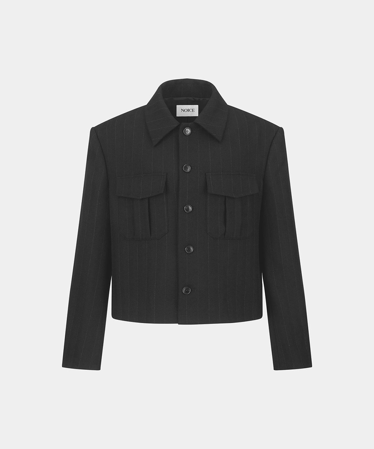 노이스(NOICE) STRAIGHT PINSTRIPED WOOL JACKET  -BLACK