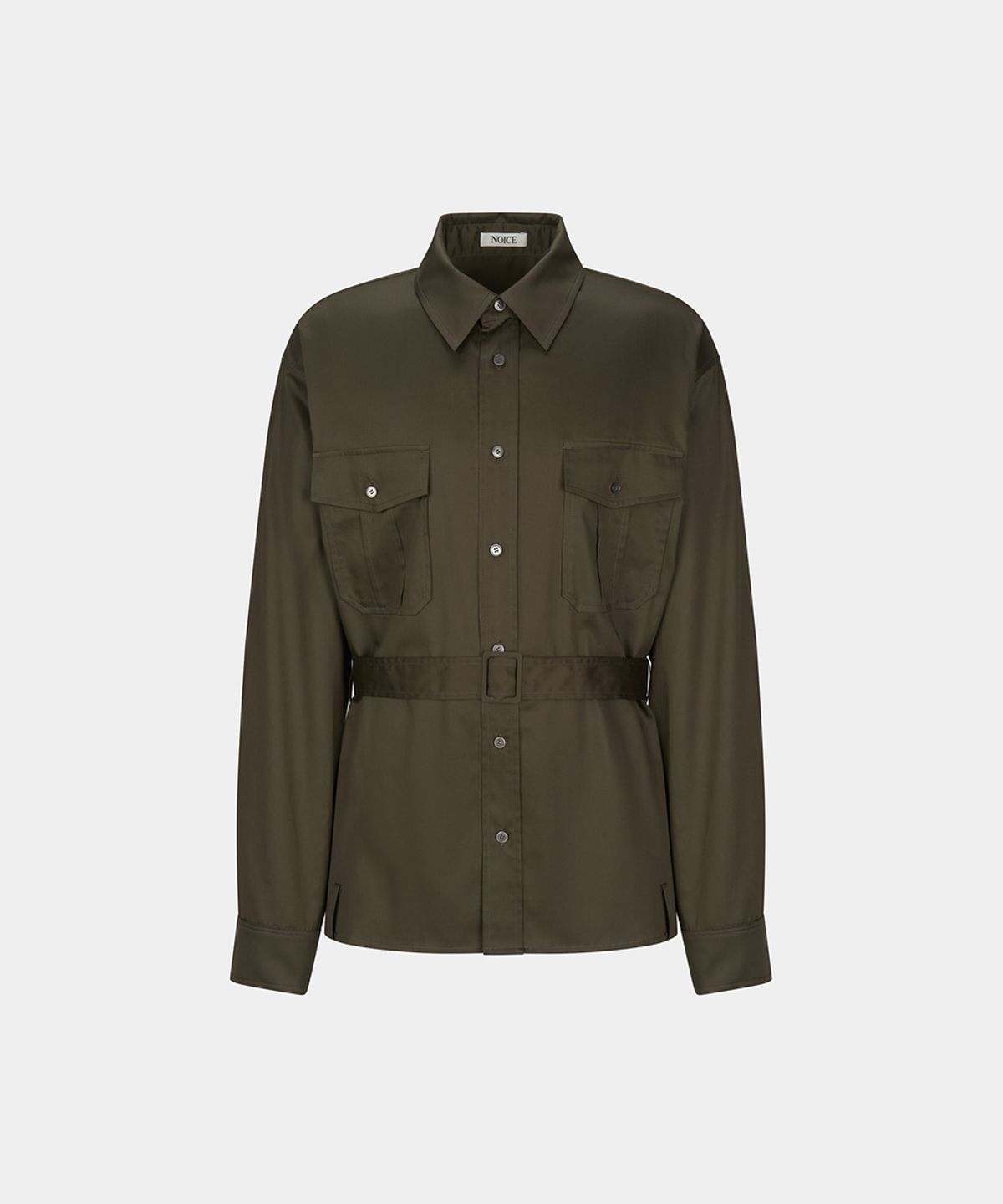노이스(NOICE) W BELTED COTTON SHIRT - KHAKI