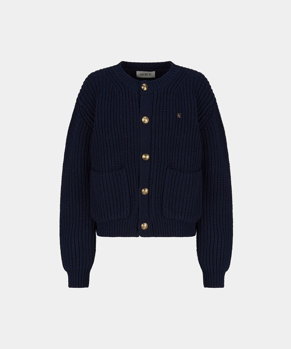 노이스(NOICE) W HEAVY-GAUGE WOOL-BLEND CARDIGAN - DARK NAVY